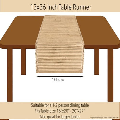 Chardin Home 13x36 Inch Handcrafted Table Runner – Eco-Friendly Natural Jute and Hemp – Rustic Boho Farmhouse Table Decor – Sustainable Dining Table Accent for Everyday or Special Occasions - size: 13x36 Inch.