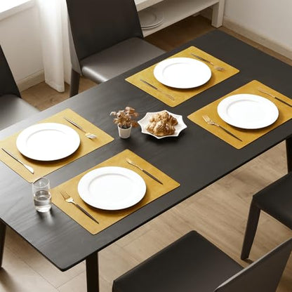 MOSAYT Vinyl Faux Leather Placemats, Set of 6, Yellow - color: Yellow