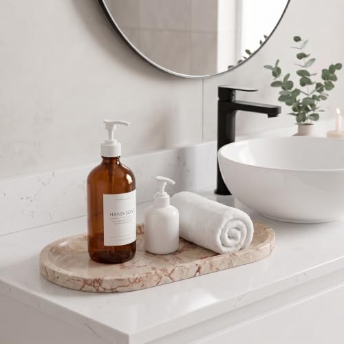 YKAJO Calacatta Viola Pink Oval Marble Tray, 11.8x5.9 Perfume Organizer - color: Calacatta Viola Pink, size: 11.8" x 5.9" x 0.6"