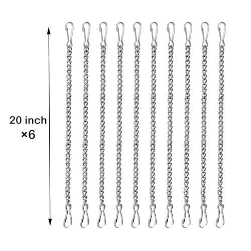 10 Pcs 20 Inch Stained Glass Window Hanging Chain - Silver 304 Stainless Steel, Window Art Decor, Patio Garden Outdoor Decorative Hanging Glass Panels Chains