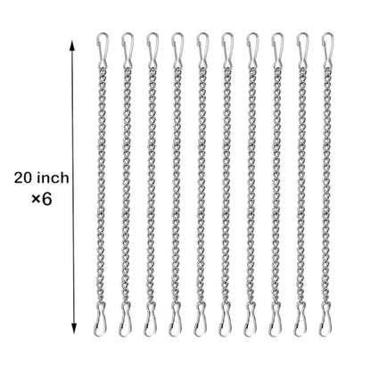 10 Pcs 20 Inch Stained Glass Window Hanging Chain - Silver 304 Stainless Steel, Window Art Decor, Patio Garden Outdoor Decorative Hanging Glass Panels Chains