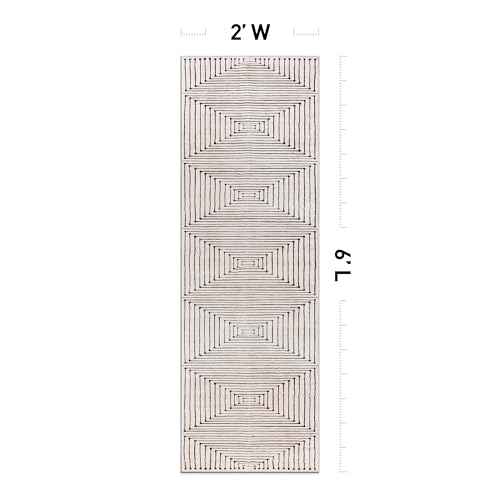 Rugshop Bohemian Stripes Non-Slip Washable Runner Rug Beige 2' x 6' - color: Beige, size: 2' x 6' (Rectangular)