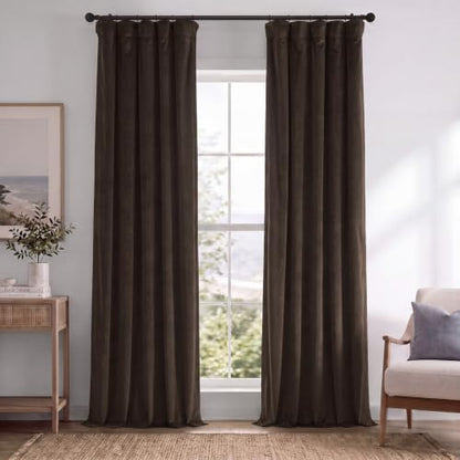 Signature Velvet Blackout Curtains for Bedroom (1 Panel) - 50W x 96L, Java - color: Java, size: 50"W x 96"L (Pack of 1)
