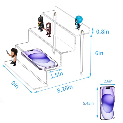 NIUBEE 4 Tier Acrylic Riser Display Stands Shelf for Amiibo Funko,9" 1 Pack - size: 9 inch