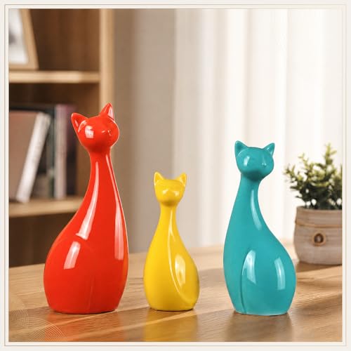 Qunclay 3 Pcs Mid Century Modern Decor Midcentury Ceramic Cats