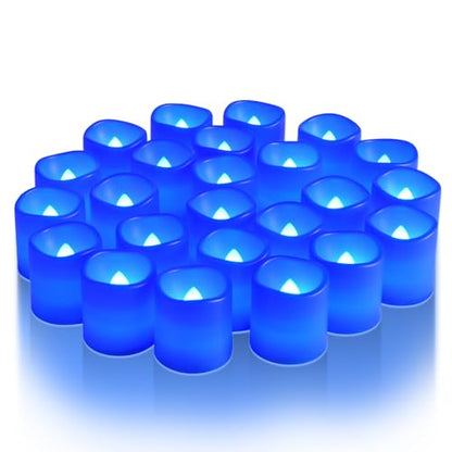 Homemory 24 Pack Blue Flameless Flickering LED Votive Tealights Candles - color: Blue (Blue Light), size: 24 Pack