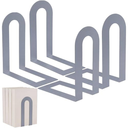Chunful 12 Pcs Gray Metal BookEnds Shelves, 7.5 x 5.75 x 3.5 in - color: Gray, size: 7.5*5.75*3.5inch