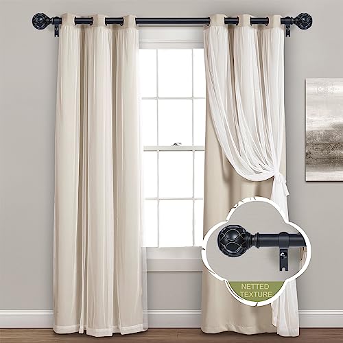 TANGWIN Farmhouse Curtain Rod Adjustable 18-60",1" Heavy Duty Boho,Black - color: Matte Black, size: 18-60" & 1pack