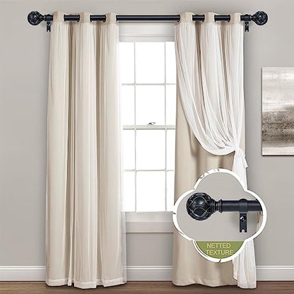 TANGWIN Farmhouse Curtain Rod Adjustable 18-60",1" Heavy Duty Boho,Black - color: Matte Black, size: 18-60" & 1pack