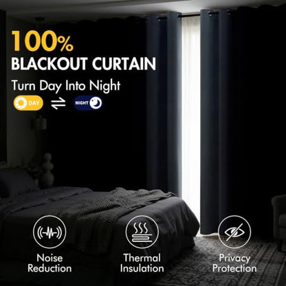 MIULEE Dark Blue and Light Blue Ombre Blackout Curtains 52Wx54L Set of 2 - color: Dark Blue and Light Blue, size: 52"W x 54"L (Pack of 2)