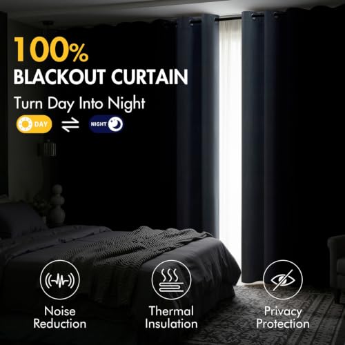 MIULEE Dark Blue and Light Blue Ombre Blackout Curtains 52Wx63L Set of 2 - color: Dark Blue and Light Blue, size: 52"W x 63"L (Pack of 2)