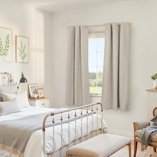 YoungsTex Oatmeal Linen Blackout Curtains for Bedroom 38 X 63 Inch - color: Oatmeal, size: 38"W x 63"L (Pack of 2)