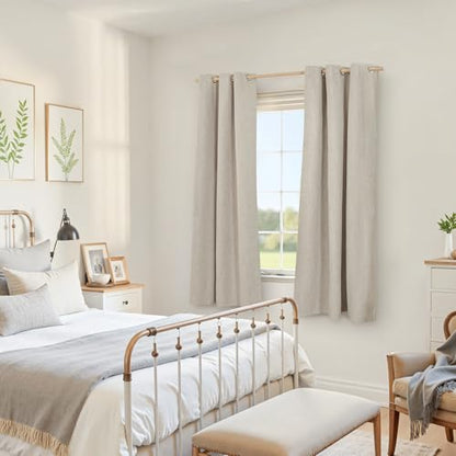YoungsTex Oatmeal Linen Blackout Curtains for Bedroom 38 X 63 Inch - color: Oatmeal, size: 38"W x 63"L (Pack of 2)