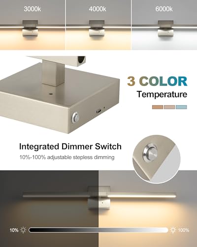 Rayogale Nickel Battery Operated Wall Sconces Set of 2, 24 Inch - color: Sand Nickel, size: 24 Inch(2 Pack)