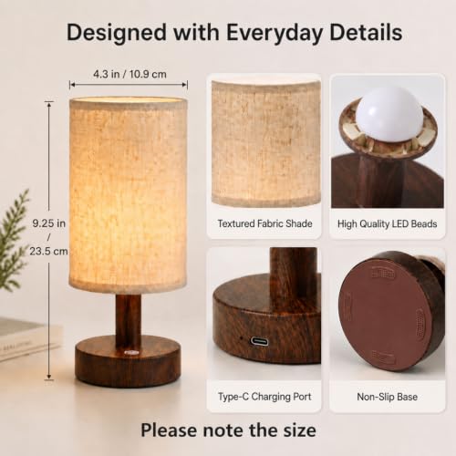 Mini Cordless Bedside Lamp, Touch Rechargeable LED Night Light