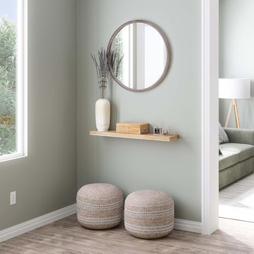 Ballucci Floating Shelf, 36" Wood Wall Shelf with Invisible Brackets for Bathroom, Living Room, Bedroom, Kitchen, Nursery, 8" Deep, Oak Finish - color: Natural Oak, size: 35.4 inches