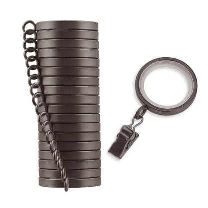 Cambria Designer 1-3/8" Matte Brown Quiet Glide Curtain Rings 18 Pack - color: Matte Brown, size: Small 1-3/8 in