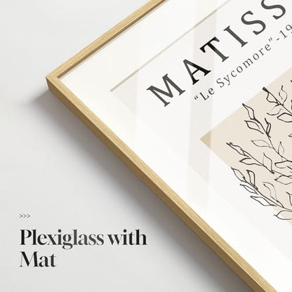 Framed Neutral Beige Matisse Abstract Wall Art for Bathroom, 12x16 Inch - color: Neutral, size: 12" W x 16" H x 4Pcs