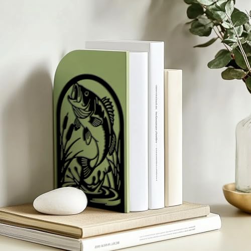 Peacoblue 5.3"x4.3"x7.9" Metal Bookends, Heavy Duty Book Ends for Shelves - style: Fish
