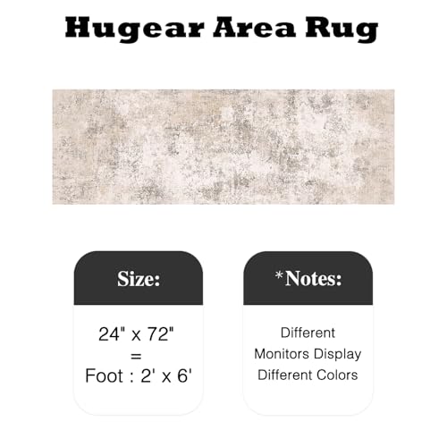 HUGEAR 2x6 Beige Abstract Washable Runner Rug for Hallway - color: Beige, size: 2' x 6' (Runner)