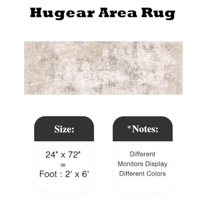 HUGEAR 2x6 Beige Abstract Washable Runner Rug for Hallway - color: Beige, size: 2' x 6' (Runner)