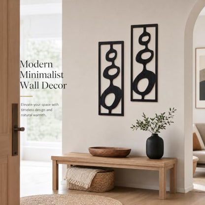 Zzbakress 2 Pcs Mid Century Wall Art Modern Geometric Wood Wall Decor Black - color: Black