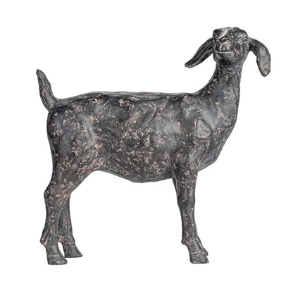 Creative Co-Op Resin Standing Goat Accent Décor with Cast Iron Finish, Black - size: 9-1/4"L x 3"W x 9-1/4"H