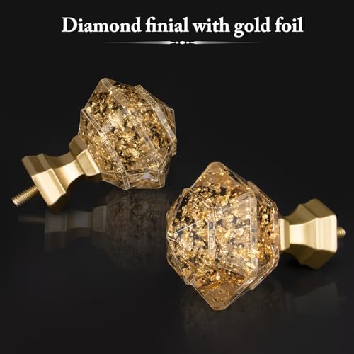 TONIAL Luxury Gold Translucent Replacement Finials for 3/4 Inch Curtain Rod - color: Luxury Gold