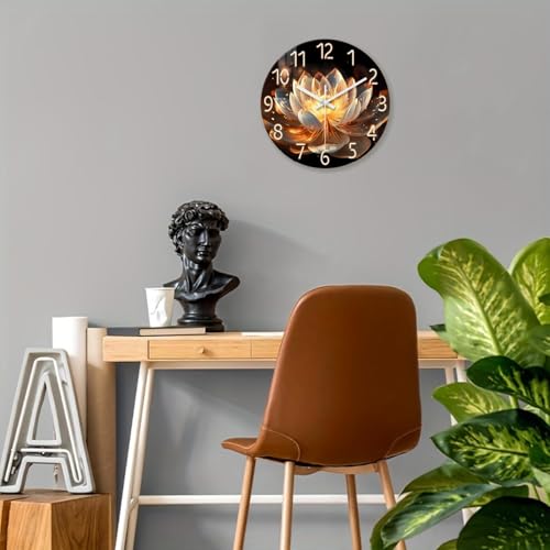 XFM Large Lotus Flower Wall Clock 20 inch Round Silent - color: Lotus Flower, size: 20 Inch