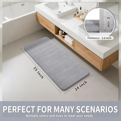 Yimobra 55"x24" Large Bathroom Rug Runner, Memory Foam Bath Mat, Super Soft - color: Grey, size: 55" X 24"
