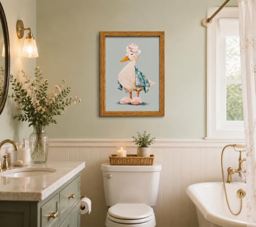 Framed Cute Duck Canvas Wall Art Poster Prints Bathroom 12×16In1P Be Hung - color: bathroom-6, size: 12×16in