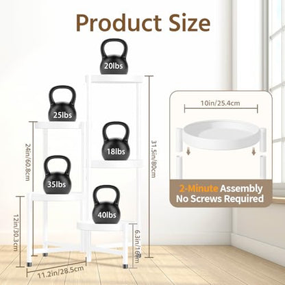 LASZOLA Plant Stand Indoor with 10 Inch Large Metal Tray, 5 Tier White - color: Snow White, size: 5 Tier