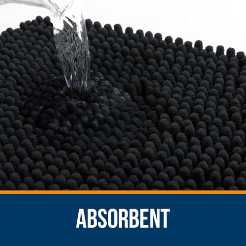 OLANLY Toilet Rugs U-Shaped 20x20, Soft Absorbent Chenille Contour Rugs - color: Black, size: 20" X 20" Contour Rug