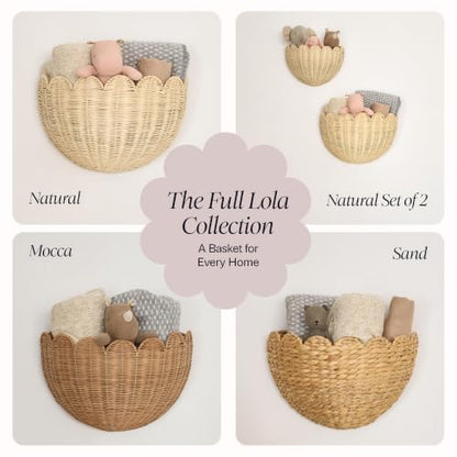 BEBE BASK Scalloped Wicker Wall Basket - The Original - 16 x 10 x 7 In - color: Mocca