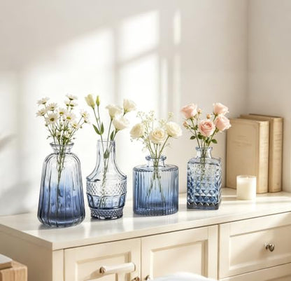Fixwal 36 Blue Bud Vases Glass Bud Vase Set of 36, Small Vases for Flowers - color: Blue, size: 36pcs