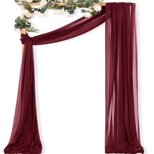 Sheer Gauze Wedding Arch Draping Fabric 29" x 20 FT 1 Panel Wine Red - color: Burgundy, size: 29"w x 240"l (Pack of 1)