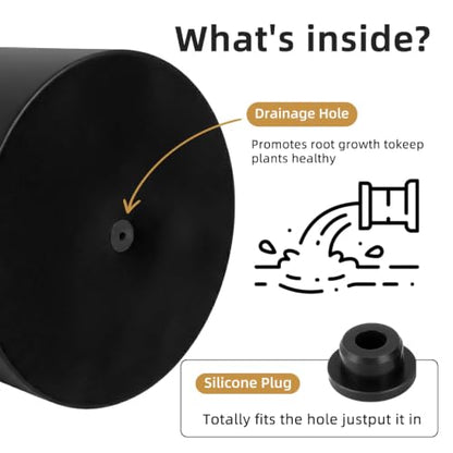 7 Inch Black Metal Plant Pot with Drainage Hole, Indoor Outdoor - color: Black