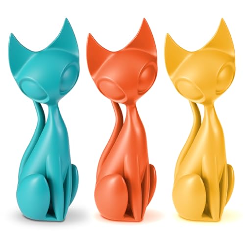 AceOrbit 3pcs Mid Century Modern Decor Medieval Long-Necked Cat Statues - style: Cat