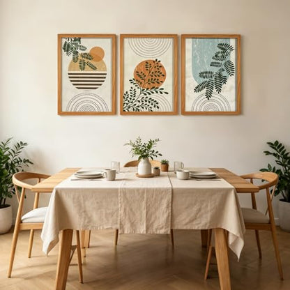 HCJWCXD Boho Plant Wall Art Set of 3 Framed Canvas Prints 12x16 Inch - color: Green Leaves and Rising Sun, size: 12x16 Inches