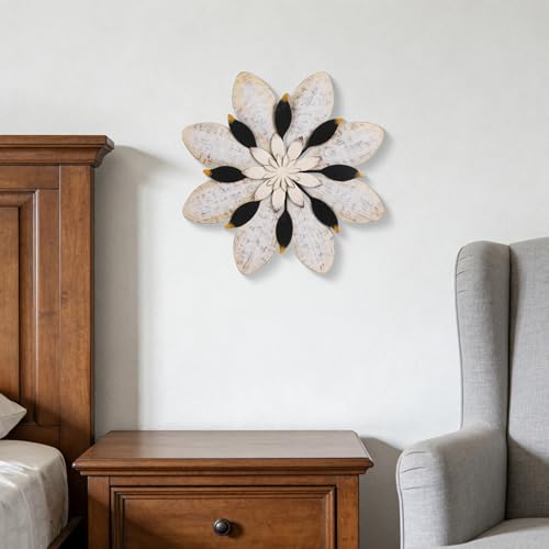 Newinhome Flower Wall Decor Metal Art - color: Gray-white flower