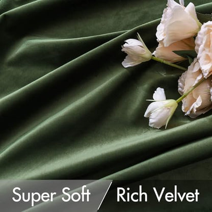 MIULEE Velvet Curtains 84 inches 2 Panels - Luxury Blackout Curtains for Bedroom Living Room Thermal Insulated Super Soft Window Drapes Rod Pocket & Back Tab, Olive Green, W52 x L84 inches (Pack of 2) - color: Olive Green, size: 52"W x 84"L (Pack of 4)