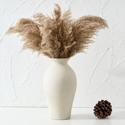 Ceramic Flower Vase Home Decor,11inches Large Farmhouse Table Vases - color: Off White-11inches
