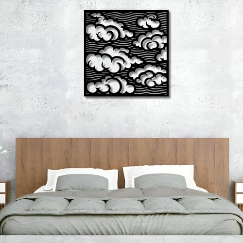Metal Wall Decor | 17'' x 17'' x 0.05'' Clouds Art Themed Wall Decorations | Handmade Indoor and Outdoor Wall Art (17'' x 17'', Clouds, Black) - size: 17'' x 17'', style: Clouds