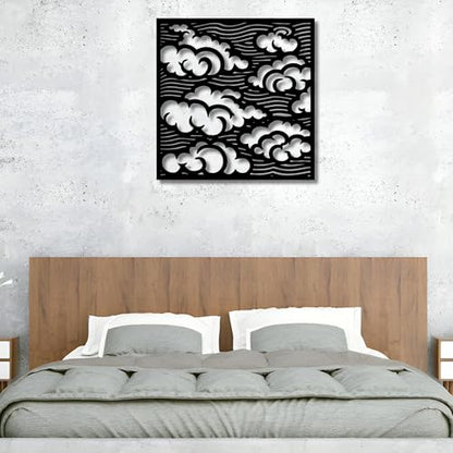 Metal Wall Decor | 17'' x 17'' x 0.05'' Clouds Art Themed Wall Decorations | Handmade Indoor and Outdoor Wall Art (17'' x 17'', Clouds, Black) - size: 17'' x 17'', style: Clouds