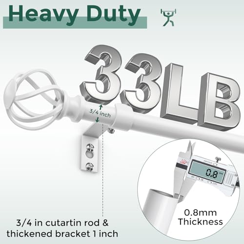 2 Pack White Curtain Rod 36-88 Inch, Adjustable Curtain Rods for Windows - color: White, size: 36"-88"|2 Pack
