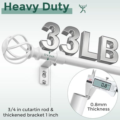 VOIIY White Curtain Rod 36-72 Inch, Adjustable Curtain Rods for Windows - color: White, size: 36"-72"|1 Pack