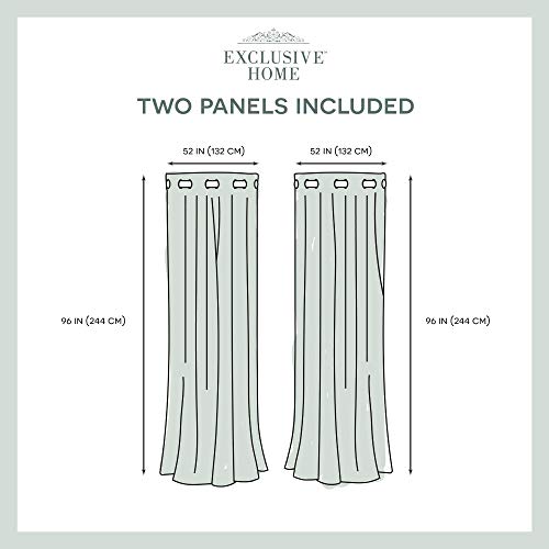 EXCLUSIVE HOME Belmont Embroidered Room Darkening Blackout Grommet Top Curtain Panel Pair, 52"x96", Winter - color: Winter, size: 52"W x 96"L (Pack of 2)