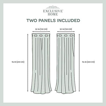 EXCLUSIVE HOME Belmont Embroidered Room Darkening Blackout Grommet Top Curtain Panel Pair, 52"x96", Winter - color: Winter, size: 52"W x 96"L (Pack of 2)
