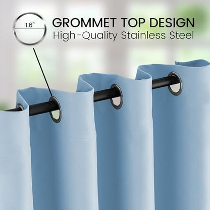 Extra Long Grommet Blackout Curtains, 1 Panel, Light-Blue, W52 x L240 - color: Light-blue, size: 52"W x 240"L (Pack of 1)