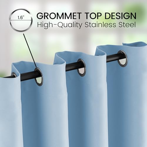 Extra Long Grommet Blackout Curtains, 1 Panel, Light-Blue, W52 x L168 - color: Light-blue, size: 52"W x 168"L (Pack of 1)